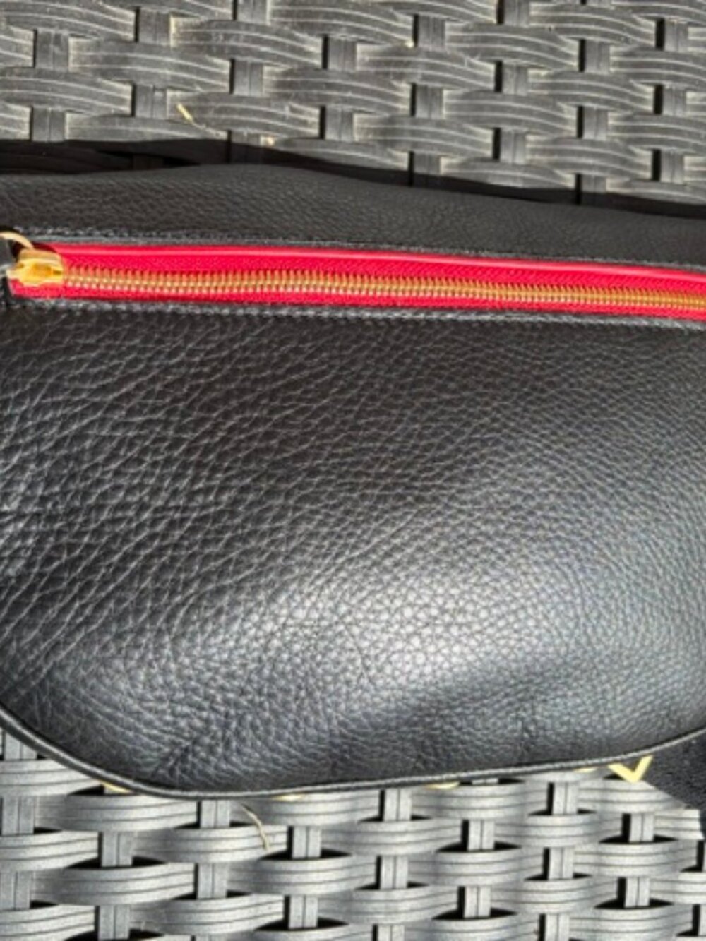 Hammitt Charles Large Crossbody-Black/Brushed Gold w/ Red Zip - Picture 9 of 9